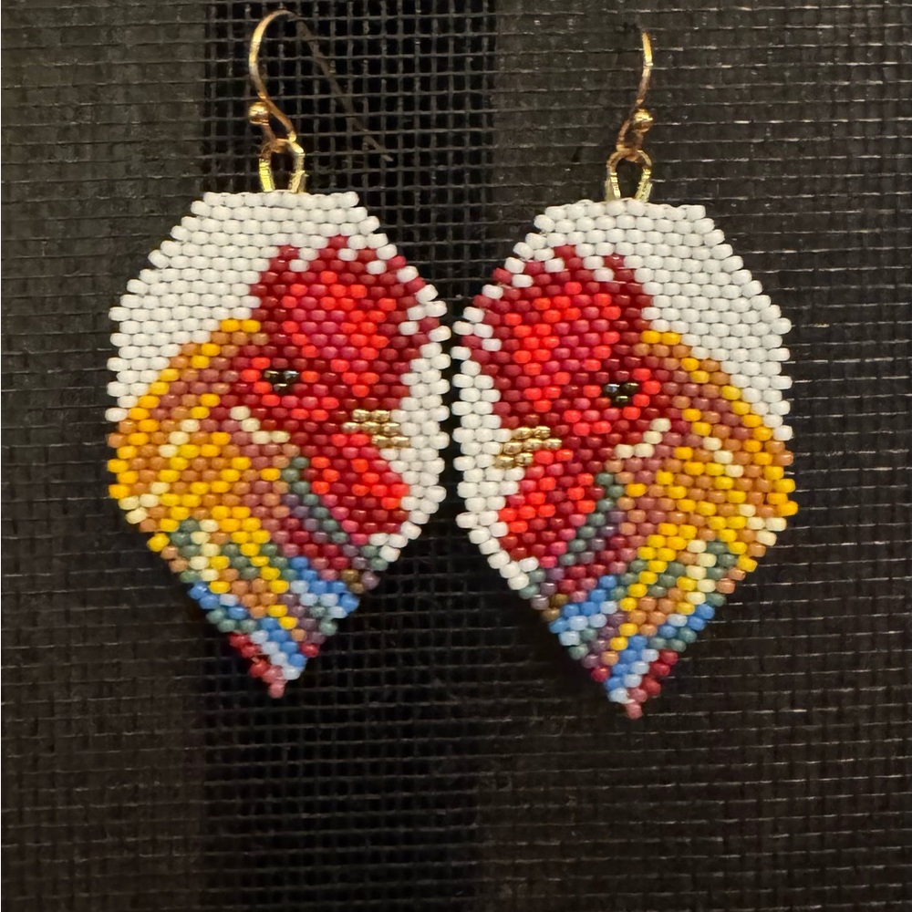 Colorful Beaded Rooster Earrings